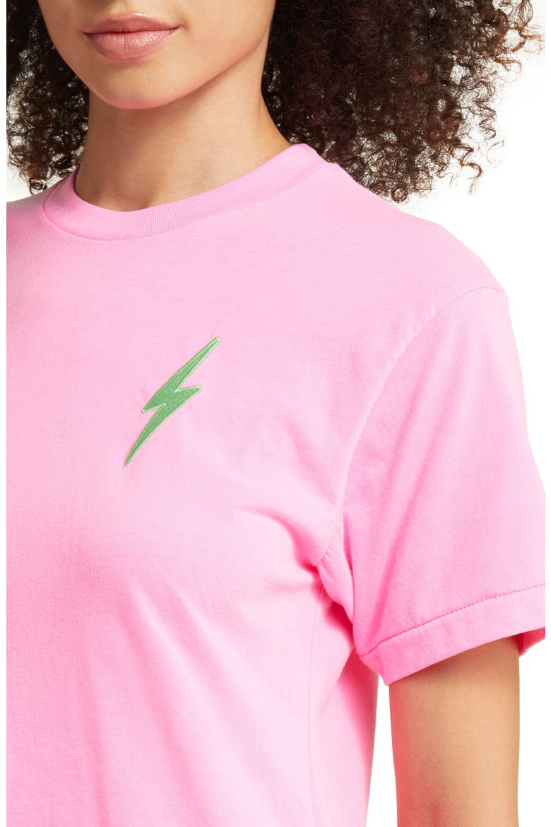 Bolt Embroidered T-Shirt, Alternate, color, NEON PINK/ MINT