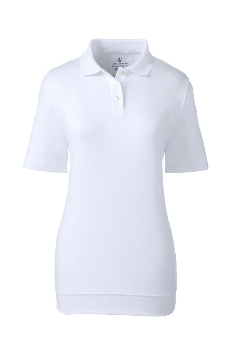 Lands' End Short Sleeve Banded Bottom Polo Shirt, Alternate, color, White