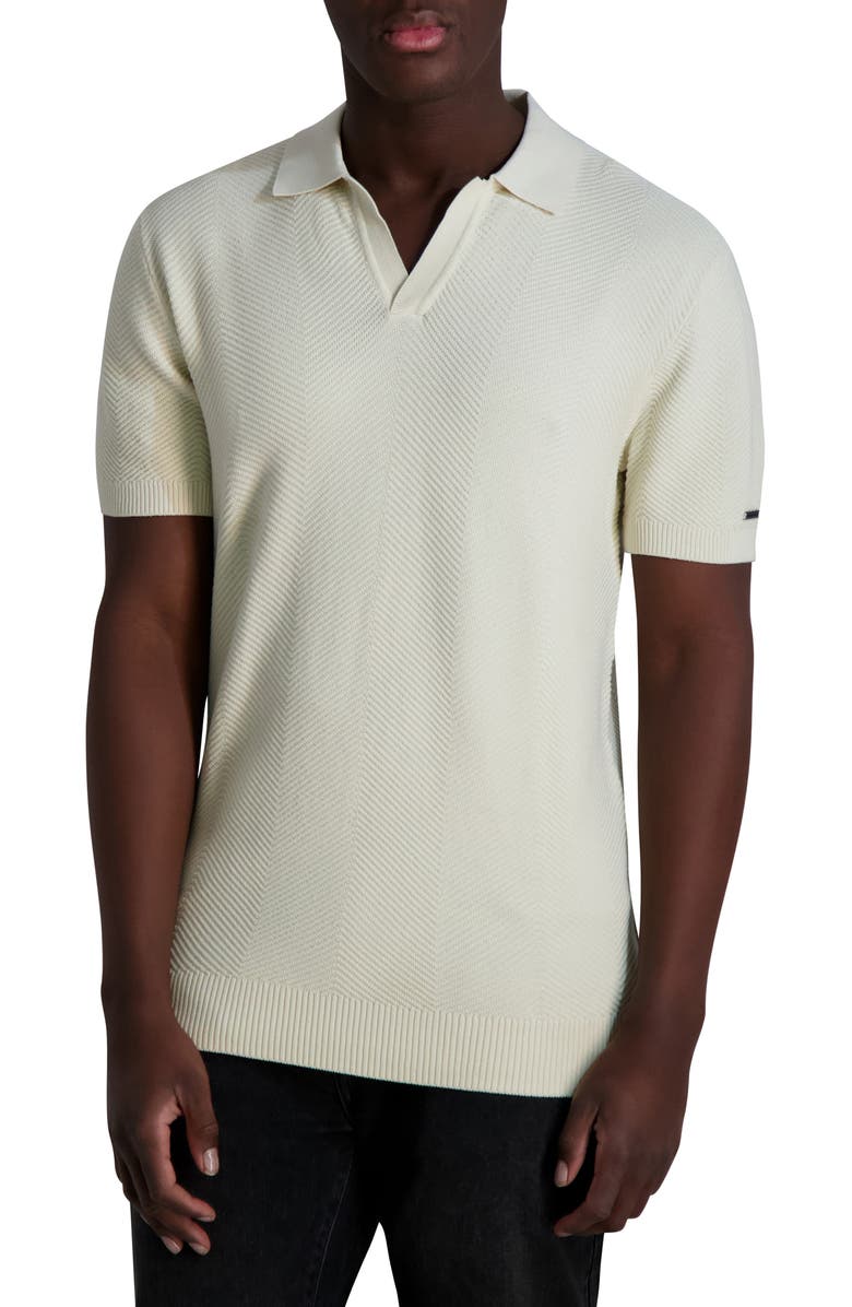 KARL LAGERFELD PARIS Chevron Textured Johnny Collar Polo, Main, color,