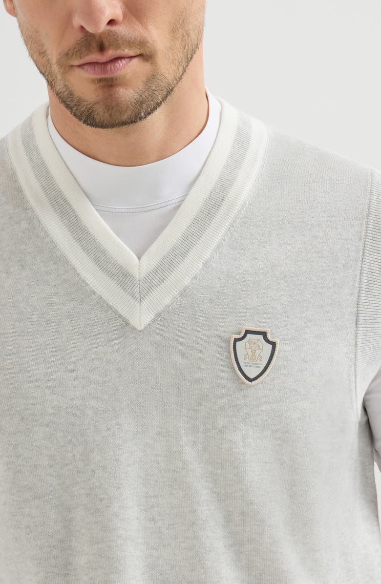 Brunello Cucinelli Cotton knit vest, Alternate, color, Fog