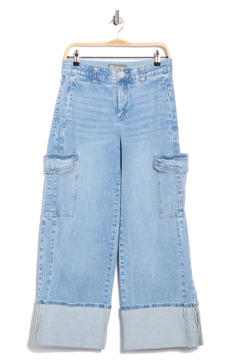 Democracy Cuffed Wide Leg Cargo Jeans, Alternate, color, Light Blue Artisanal