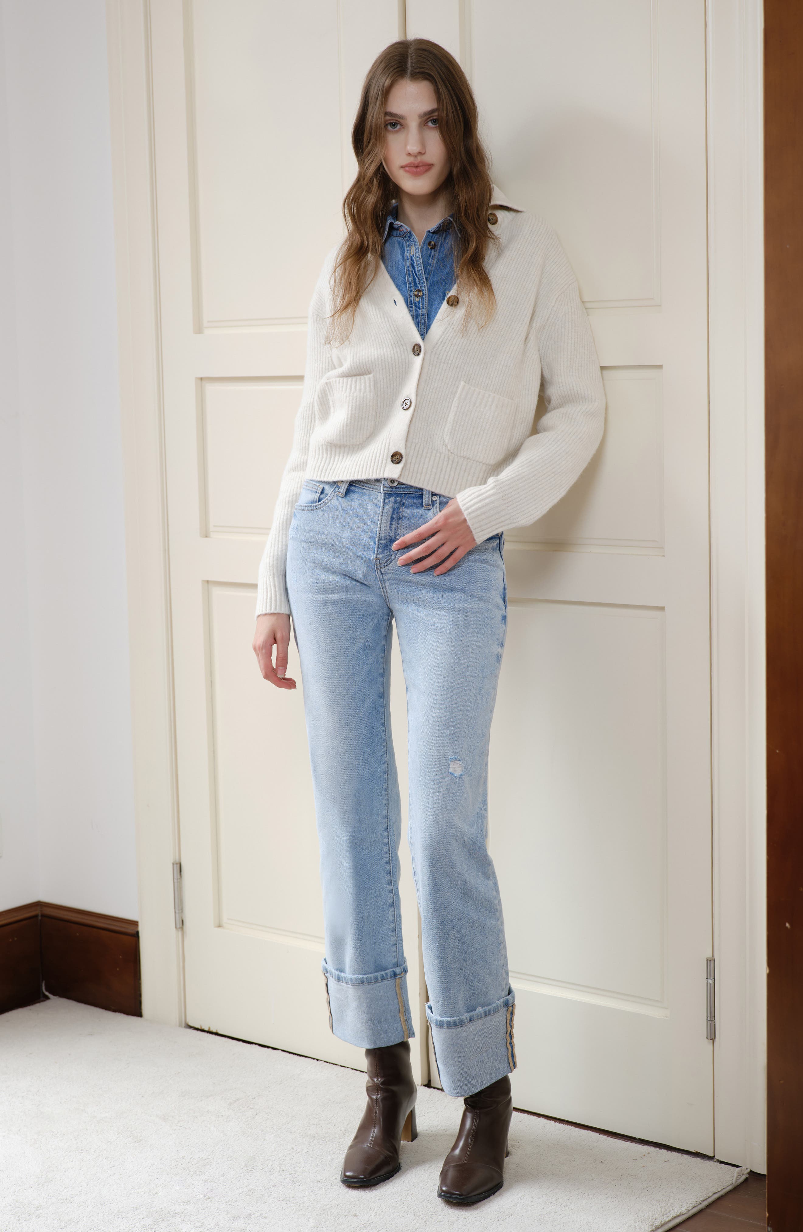 Flora Deep Cuff Straight Jeans - image 4