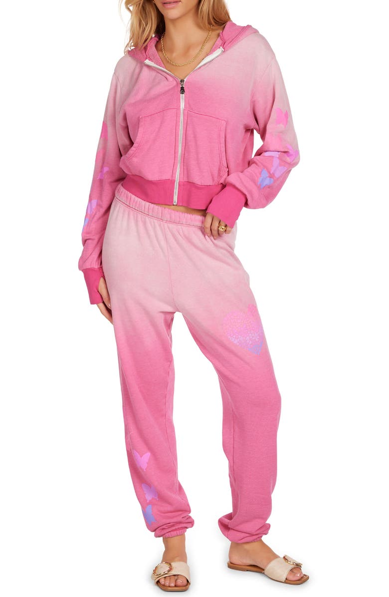 Lauren Moshi Nika Ombre Butterfly Heart Sweatpants, Alternate, color, Pink Ombre