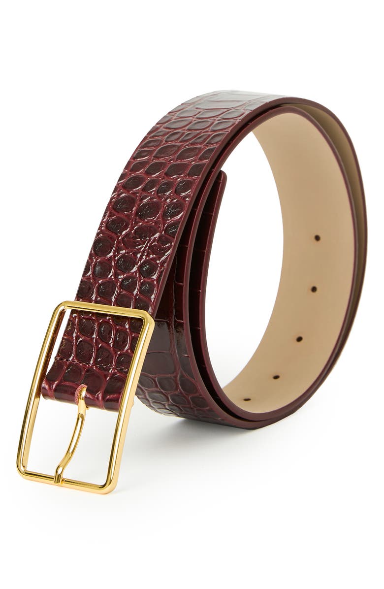 B-Low the Belt Milla Croc Embossed Leather Belt, Alternate, color, Merlot Gold