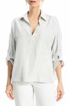 MAX STUDIO Stripe Collared Top