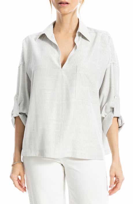 MAX STUDIO Stripe Collared Top