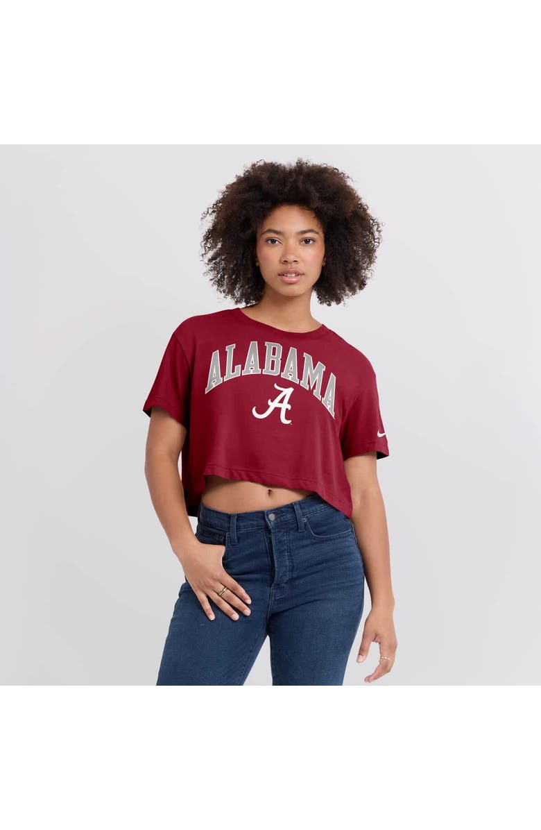 Nike Women's Nike Crimson Alabama Crimson Tide Power Pursuit Athletic Prep Arch Performance Cropped T-Shirt, Alternate, color, 