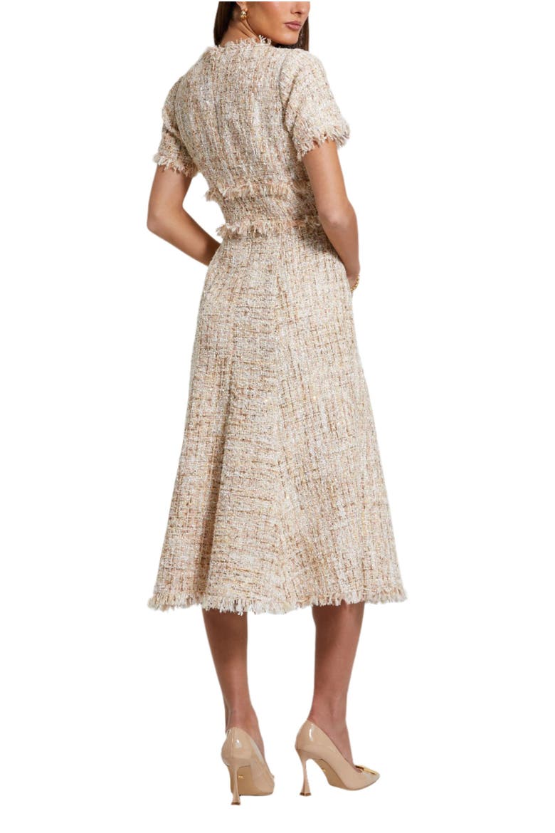 Boucle Short Sleeve A Line Midi Dress, Alternate, color, Blush