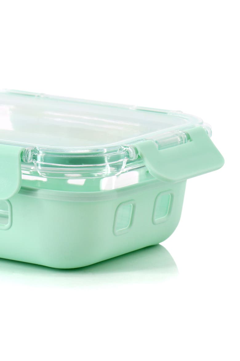 21 Ounce Glass Container with Snap On Lid in Mint, Alternate, color, Green