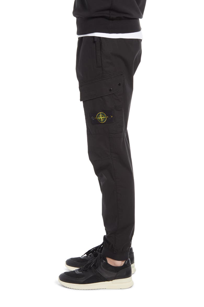 Stretch Cotton Cargo Joggers, Alternate, color, BLACK