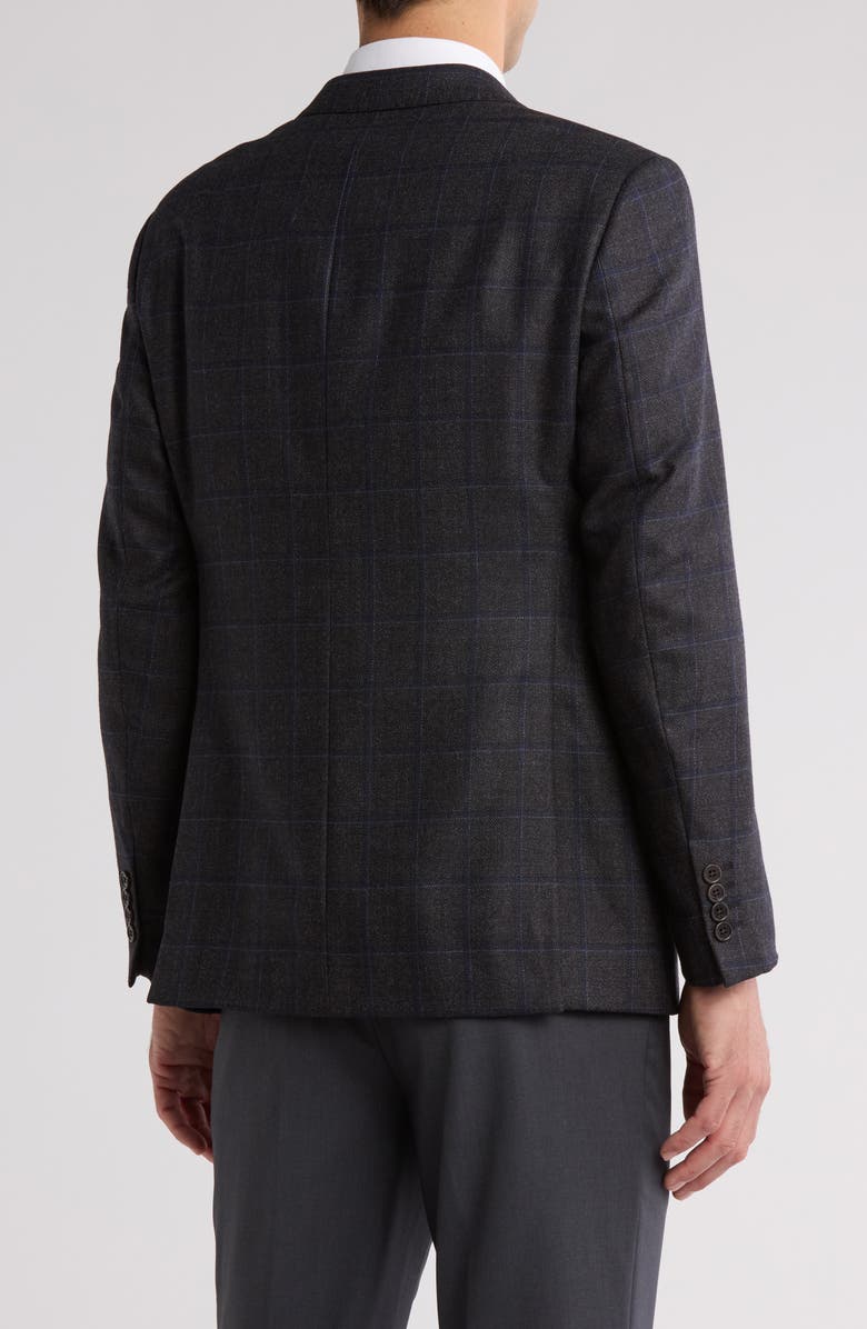 Armani Collezioni Windowpane Print Silk & Wool Sport Coat, Alternate, color, Grey