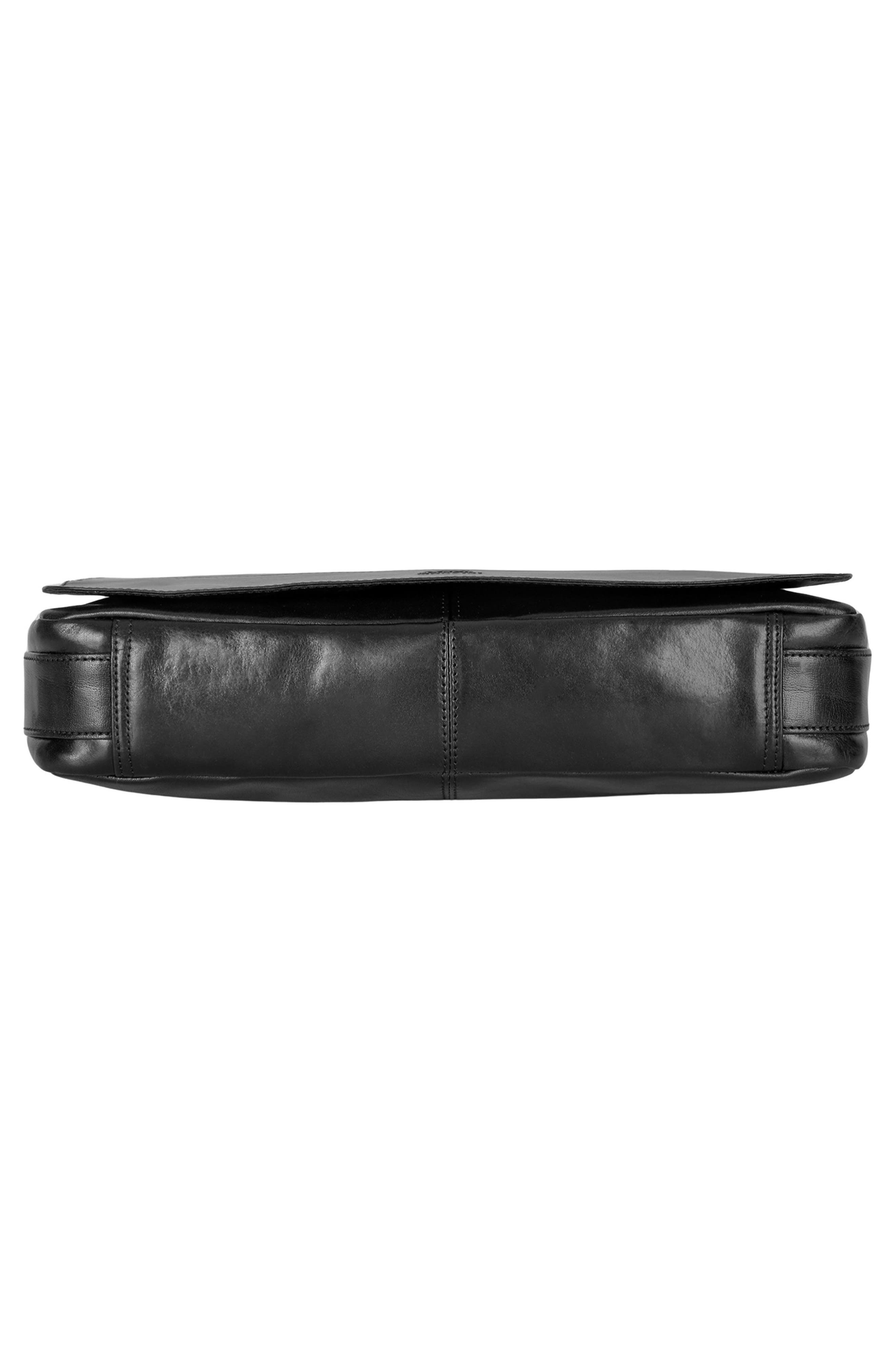 Leather Messenger Bag, Alternate, color, BLACK