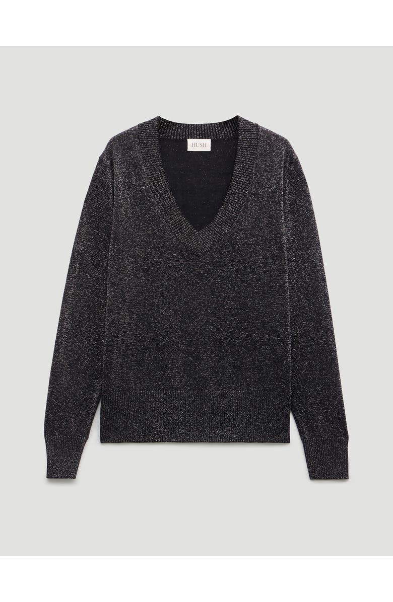 Hush Gracey V Neck Metallic Jumper, Alternate, color, Silver Metallic