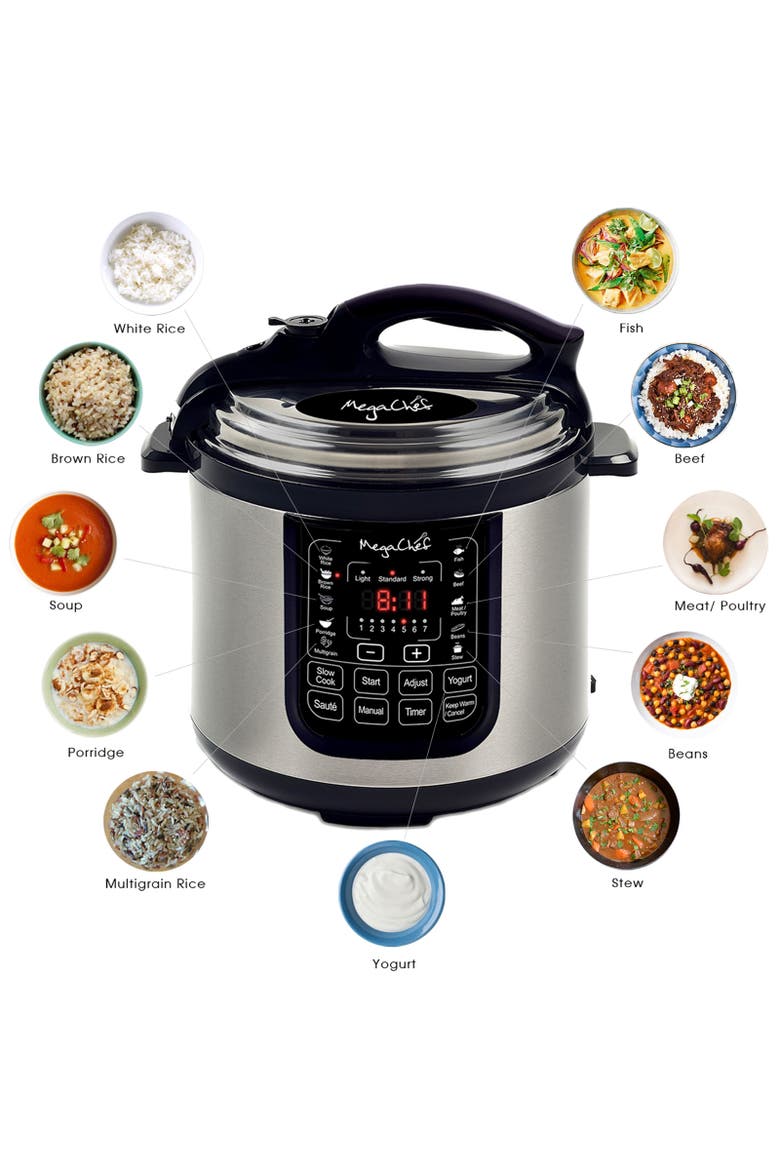 8 Quart Digital Pressure Cooker with 13 Pre-set Multi Function Features, Alternate, color, Grey