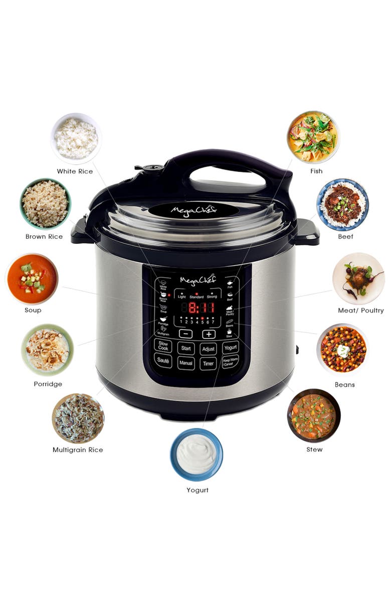 Megachef 8 Quart Digital Pressure Cooker with 13 Pre-set Multi Function Features, Alternate, color, Grey