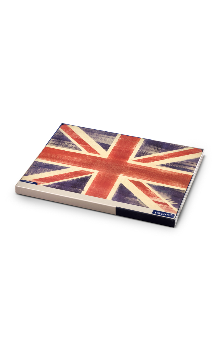 Union Jack Flag Set of 4 Cork Back Placemats, Alternate, color, Multi
