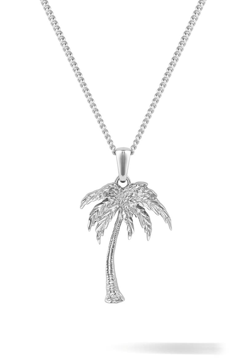 Palm Tree Pendant Necklace, Main, color, SILVER