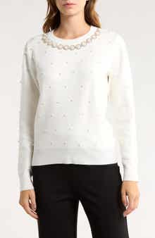 BY DESIGN Faux Pearl Embellished Sweater