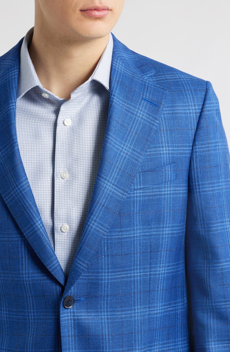 Peter Millar Hartford Classic Fit Plaid Wool & Silk Blend Sport Coat, Alternate, color, Medium Blue