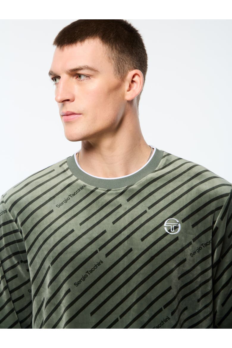 Obliquo Velour Crewneck, Alternate, color, AGAVE GREEN
