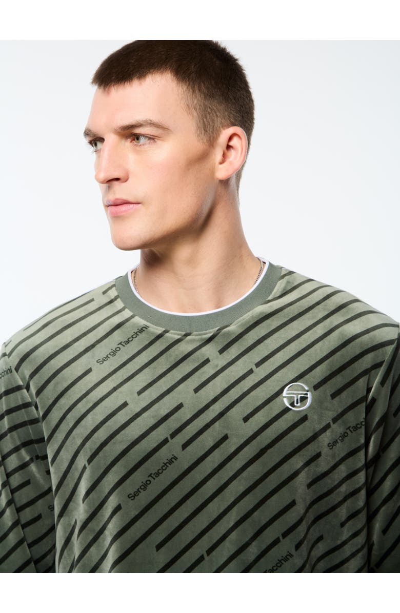 Sergio Tacchini Obliquo Velour Crewneck, Alternate, color, Agave Green