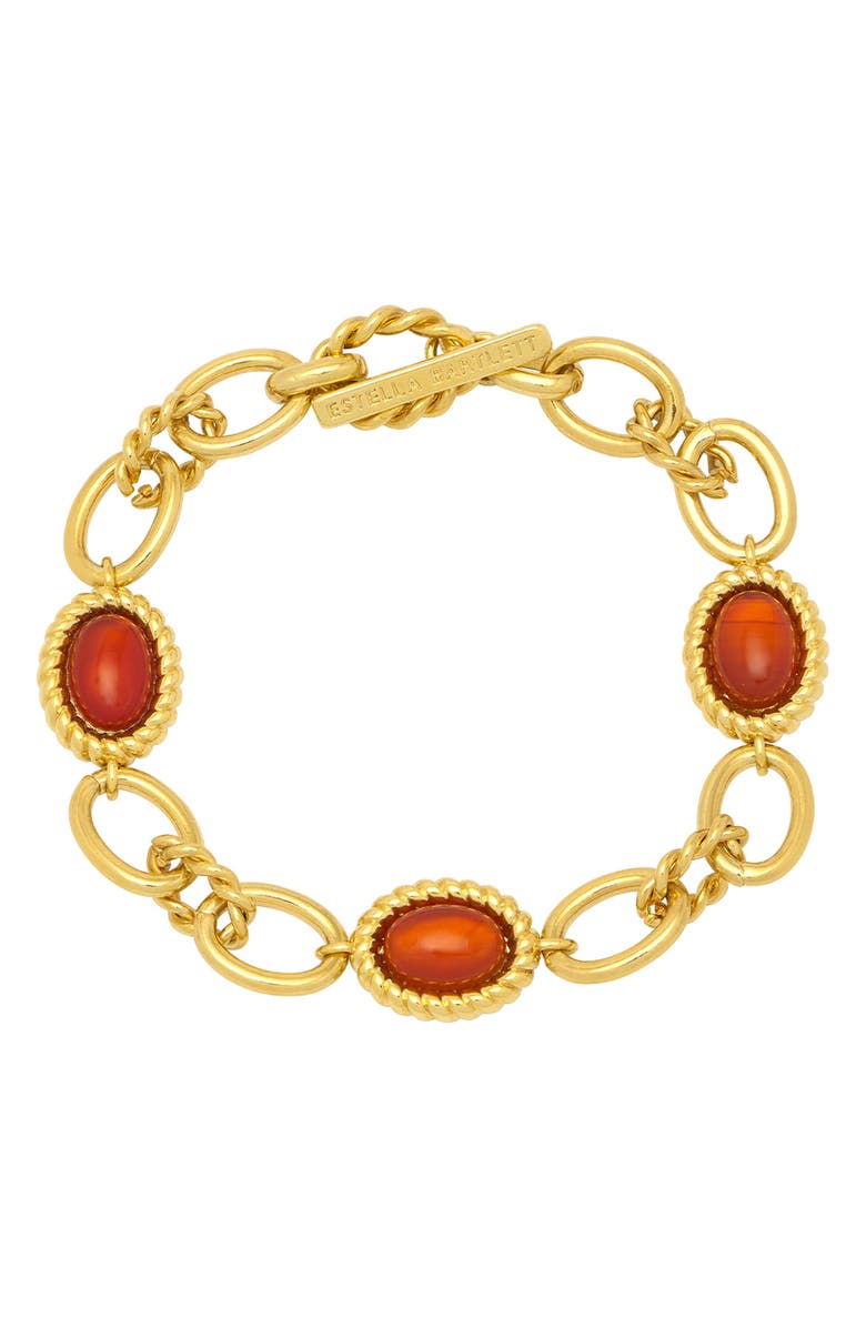 Estella Bartlett Chunky Semiprecious Stone Chain Bracelet, Main, color, Red An Gold