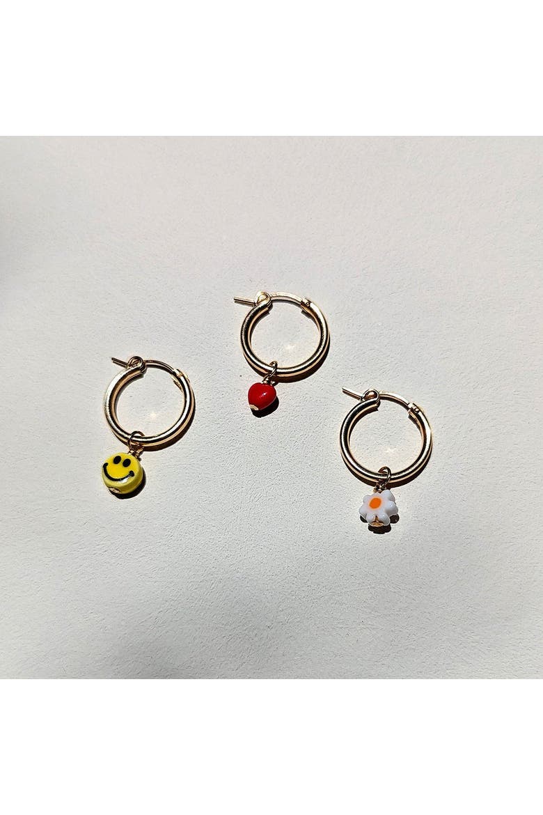 Charm Hoop Earrings, Alternate, color, Smilies