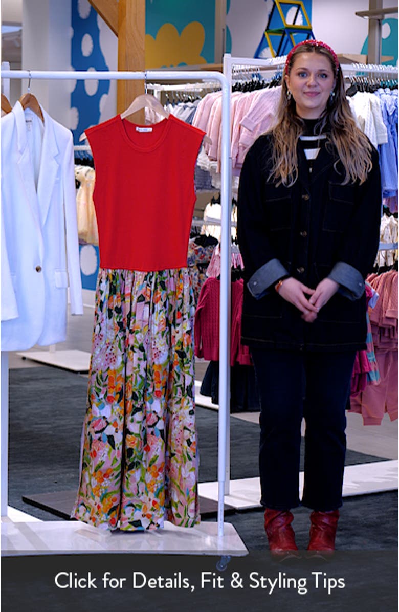 Daphne Floral Mixed Media Midi Dress, sales video thumbnail