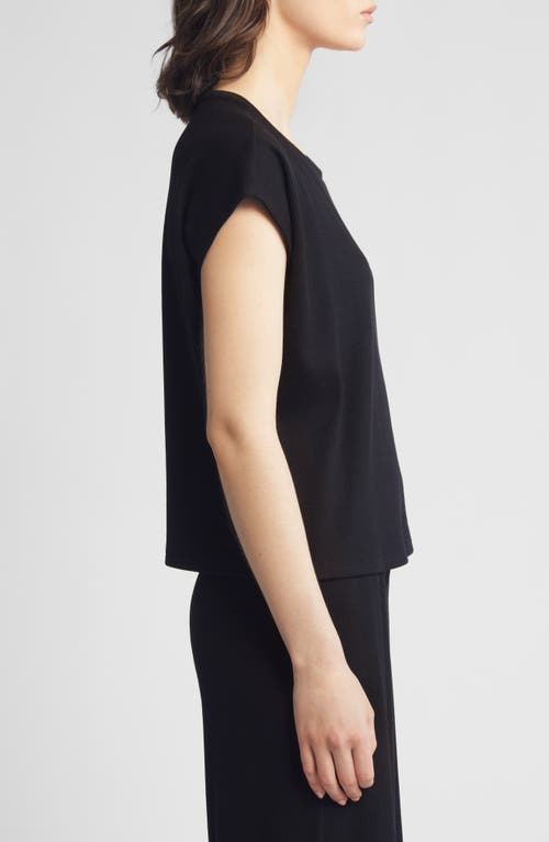 Eileen Fisher Crewneck Boxy Rib T-shirt In Black