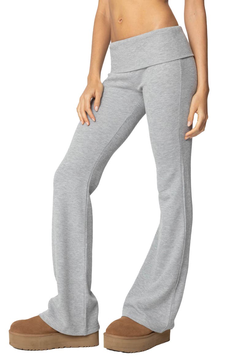Sab Waffle Knit Foldover Pants, Alternate, color, GRAY-MELANGE