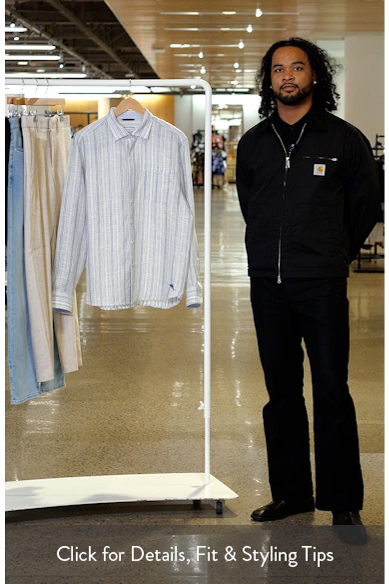 Blue Royal Stripe Linen Button-Up Shirt video