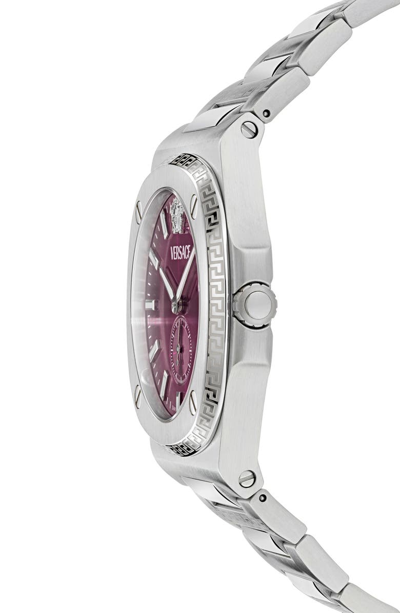 Versace Tolomeo Bracelet Watch, 40mm, Alternate, color, Stainless Steel/ Burgundy
