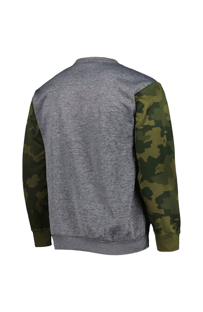 FANATICS Men's Fanatics Branded Heather Charcoal Golden State Warriors Camo Stitched Sweatshirt, Alternate, color,