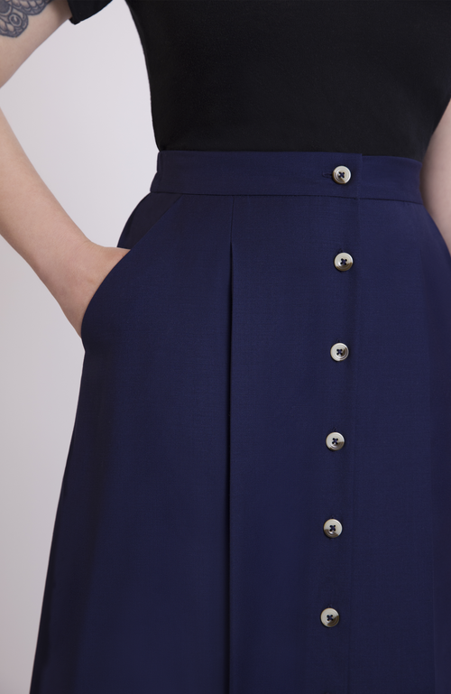 Aam The Label The Wool Midi Skirt In Blue