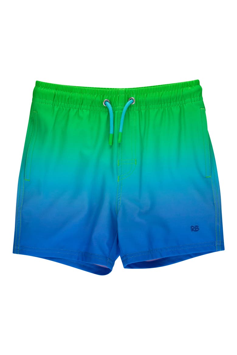 Kids' Ocean Ombré UPF 50+ Swim Trunks, Main, color, GREEN