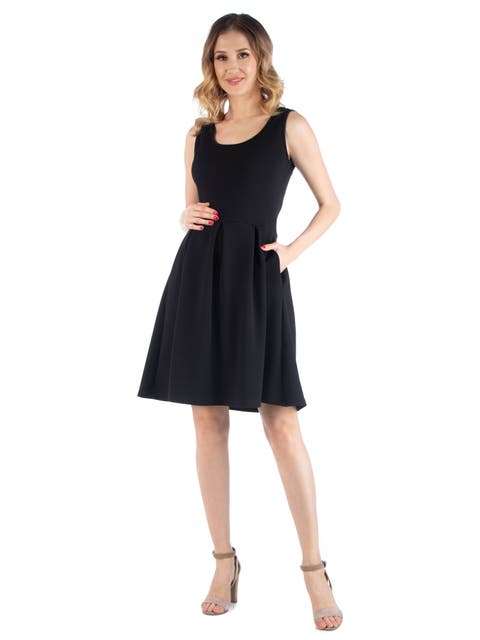 Maternity Sleeveless Pleated Dress with Pockets