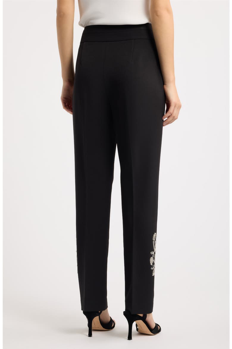 Embellished Mid Rise Straight Leg Pants, Alternate, color, BLACK