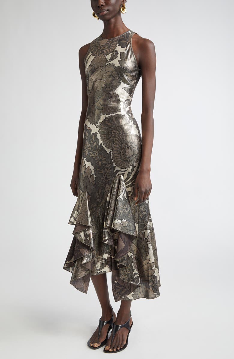 Etro Paisley Laminated Jersey Dress, Alternate, color, 