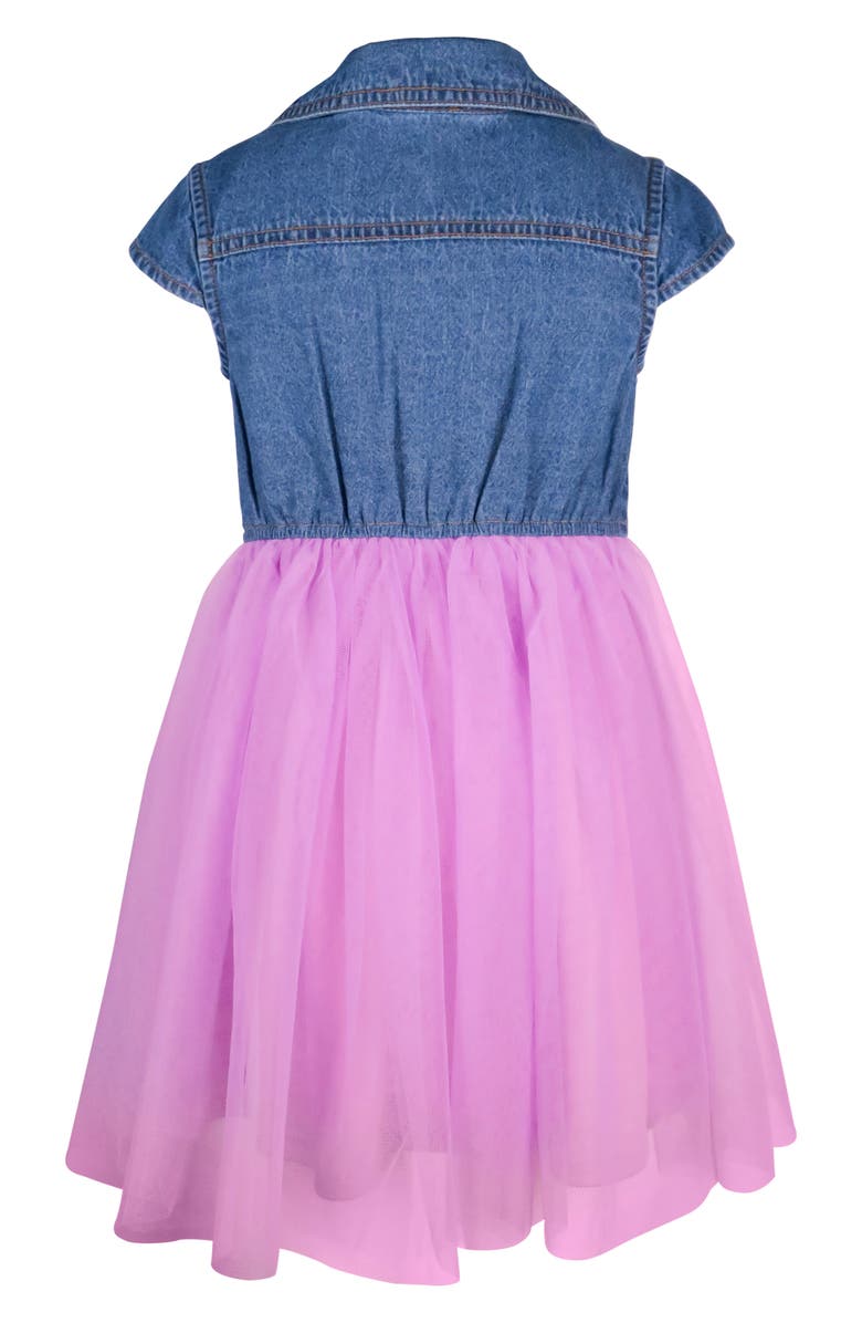 Zunie Kids' Cap Sleeve Mesh Tutu Dress, Alternate, color, Denim/ Purple