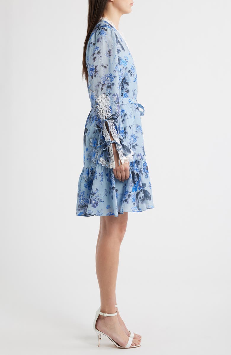 KOBI HALPERIN Beli Tie Waist Long Sleeve Dress, Alternate, color, Powder Blue Multi