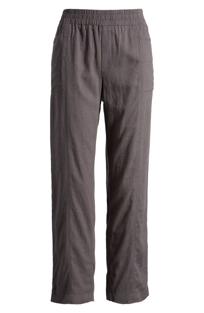 Caslon<sup>®</sup> Pull-On Linen Blend Crop Pants, Alternate, color, Grey Forged