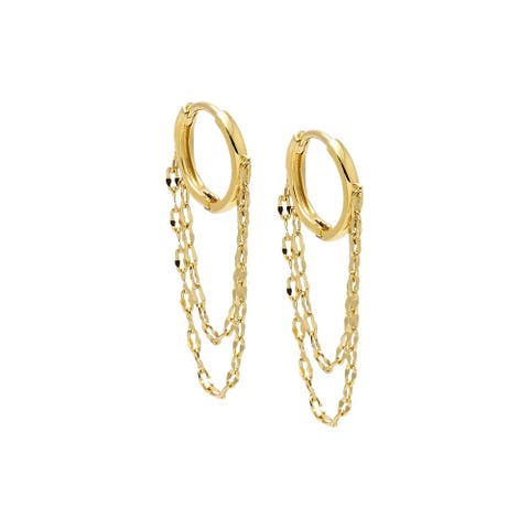 Double Mariner Chain Drop Huggie Earring