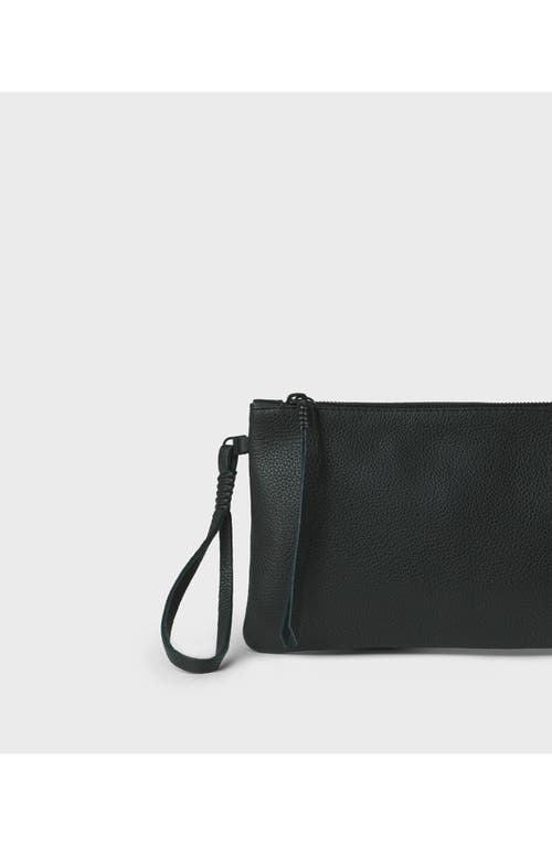 Callista Slim Grained Leather Wristlet In Black