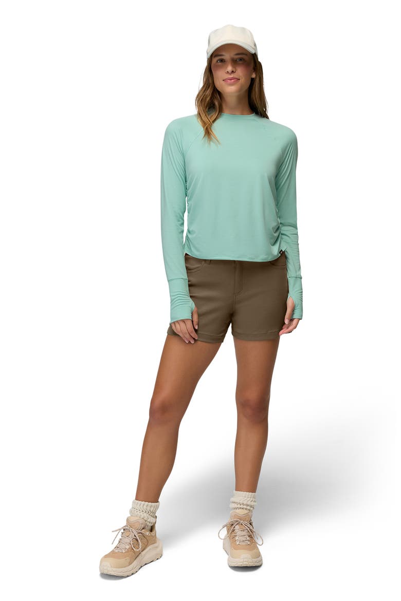 Gathered Long Sleeve T-Shirt, Alternate, color, SEA GLASS