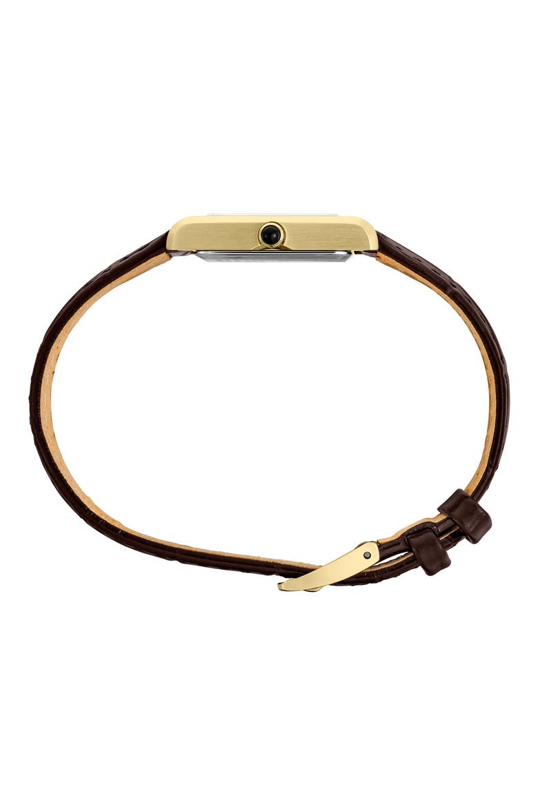 Essentials Leather Strap Watch, Alternate, color, YELLOW GOLD
