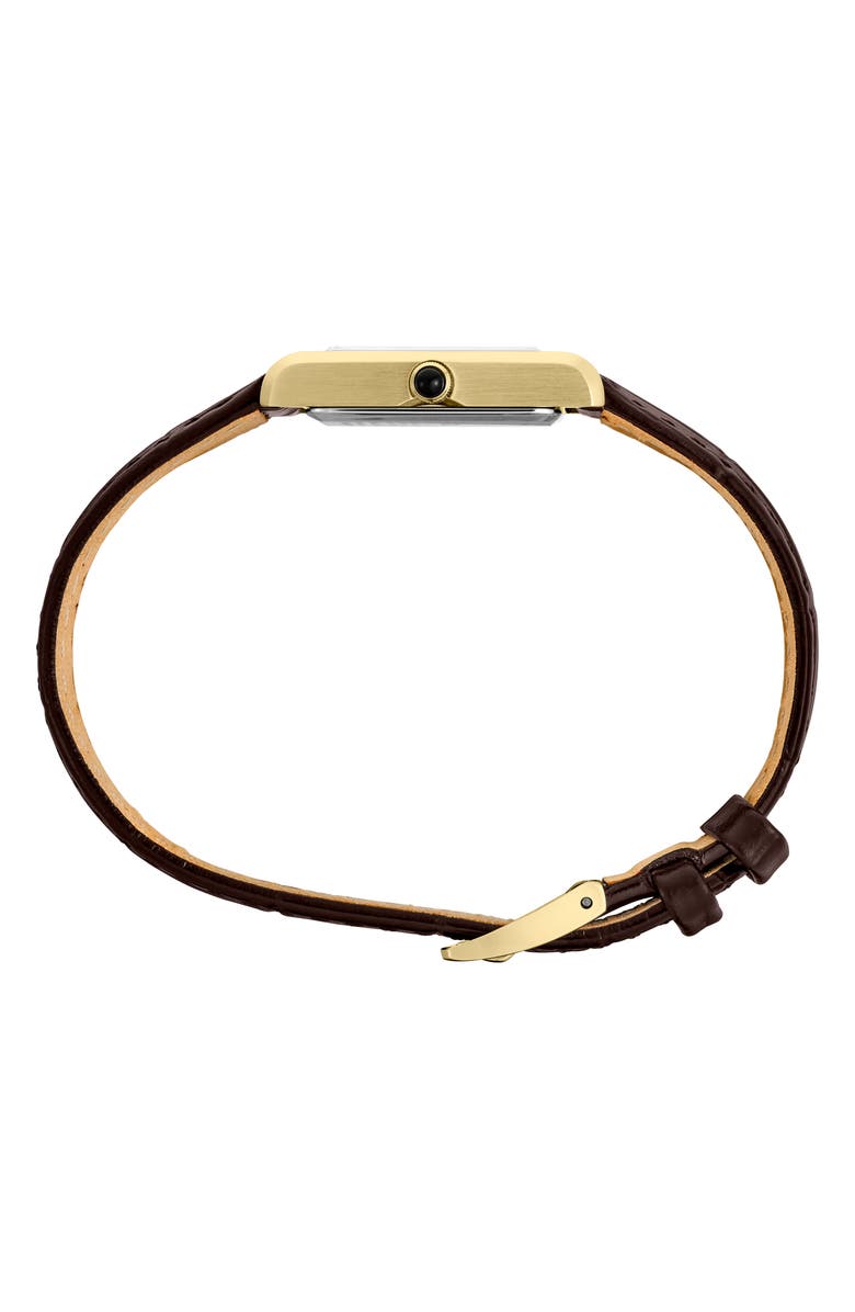 SEIKO WATCHES Essentials Leather Strap Watch, Alternate, color, Yellow Gold
