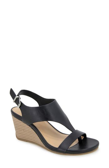 Reaction Kenneth Cole Greatly Platform Wedge Sandal In Black
