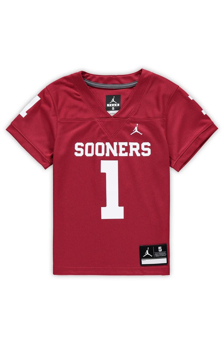 Jordan Brand Preschool Jordan Brand #1 Crimson Oklahoma Sooners Untouchable Football Jersey, Alternate, color, 