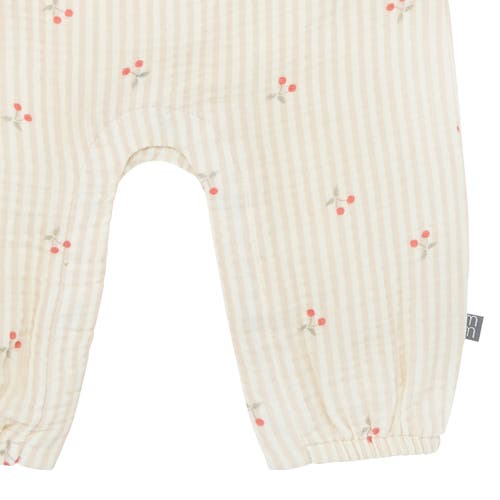Modern Moments™ By Gerber Sleeveless Ruffle Romper In Beige Cherry Stripe