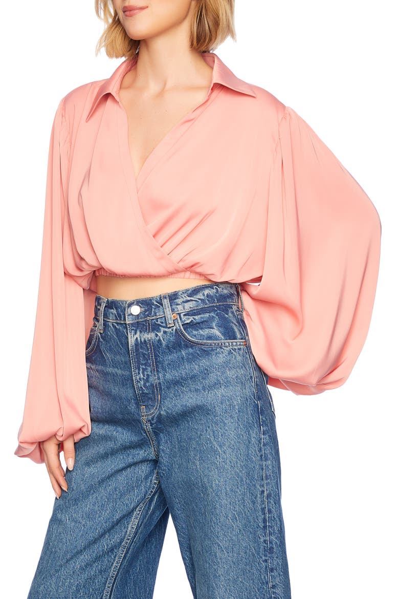 Matte Satin Poet Top, Alternate, color, HAMPTONS